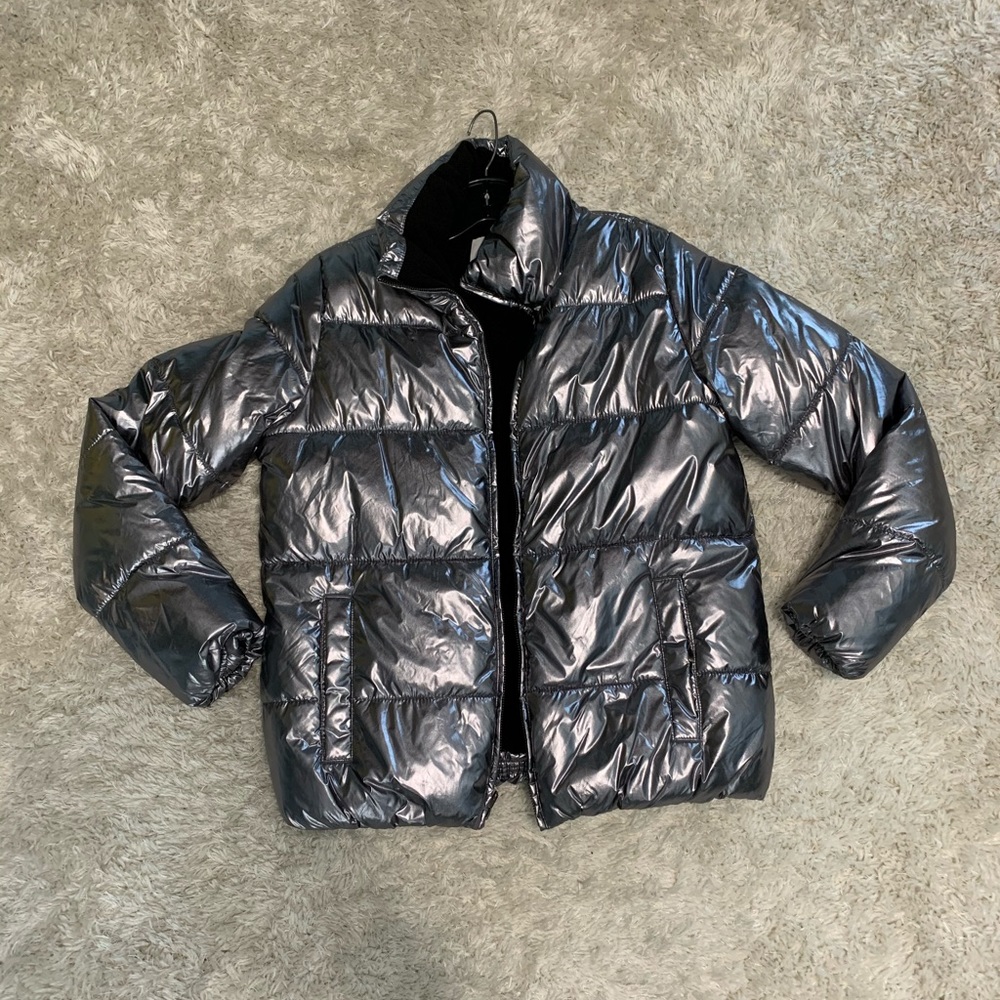 Metallic puffy coat